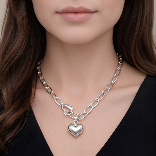 Collar de Plata 925 con colgantes en forma de corazón - Love Strong