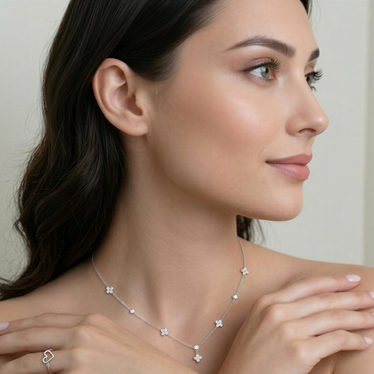 Collar de Plata 925 con flores de circonita - Princess