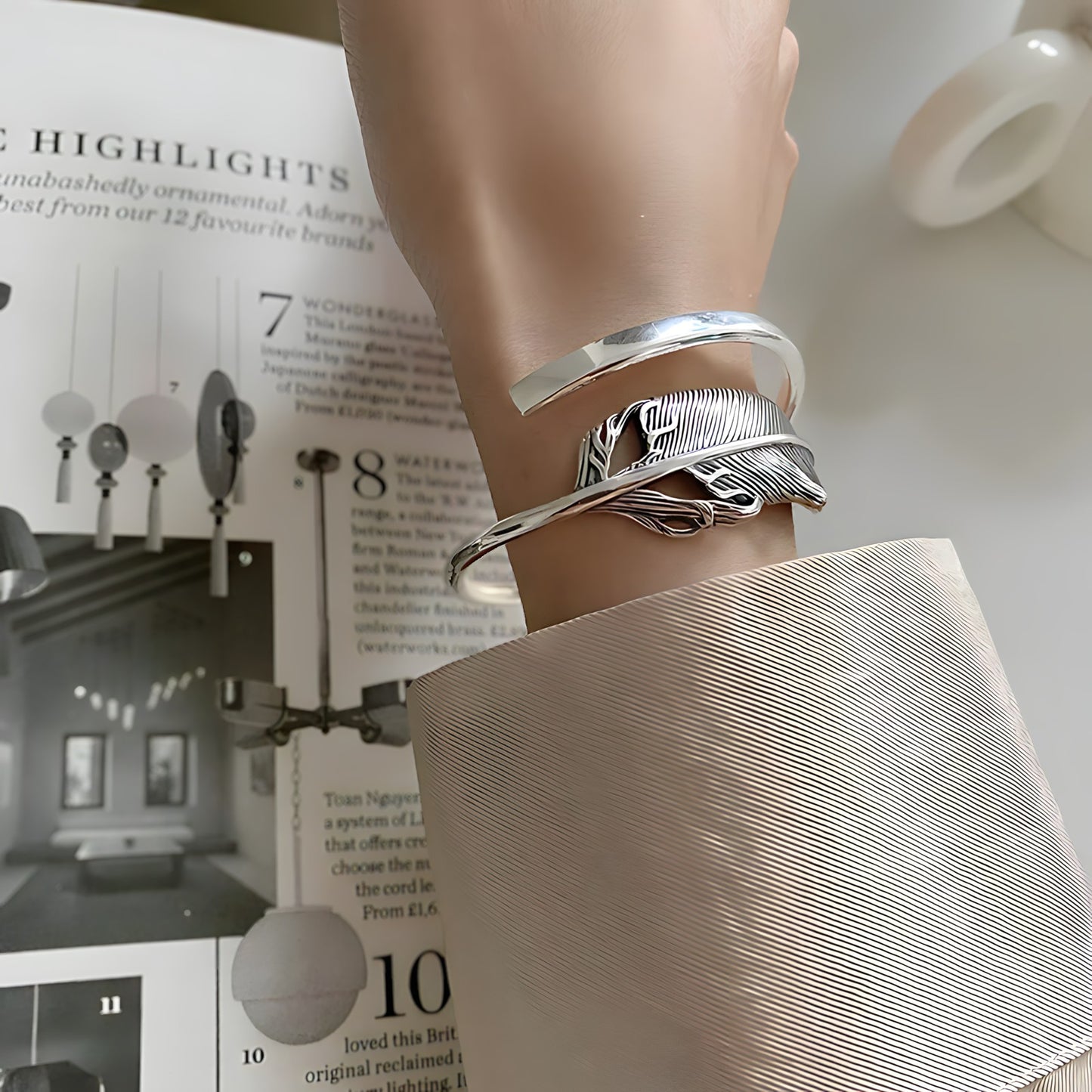 Pulsera de Plata 925 en forma de hojas - Pluma