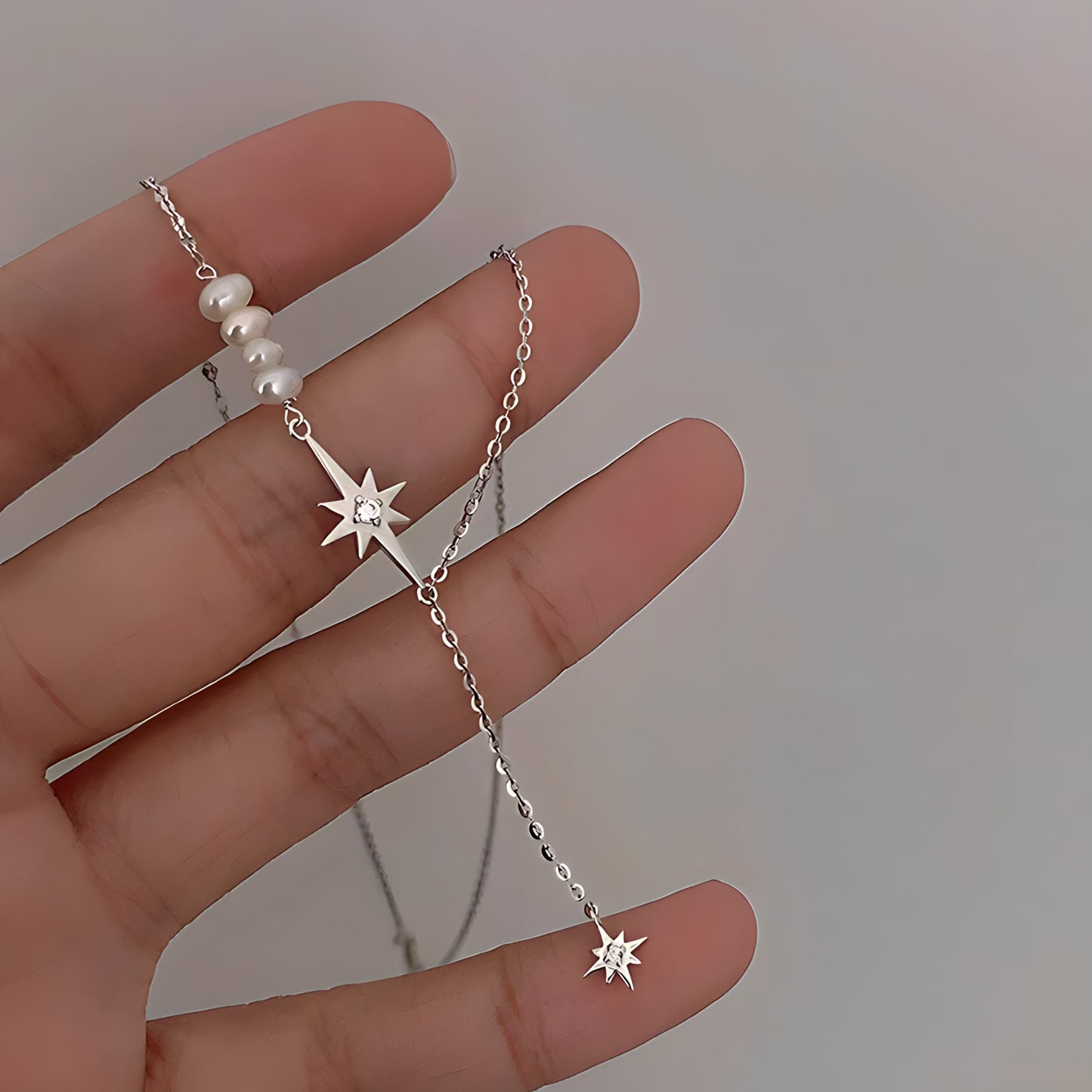 Collar de Plata 925 con perlas y colgante en forma de estrella - Penelope
