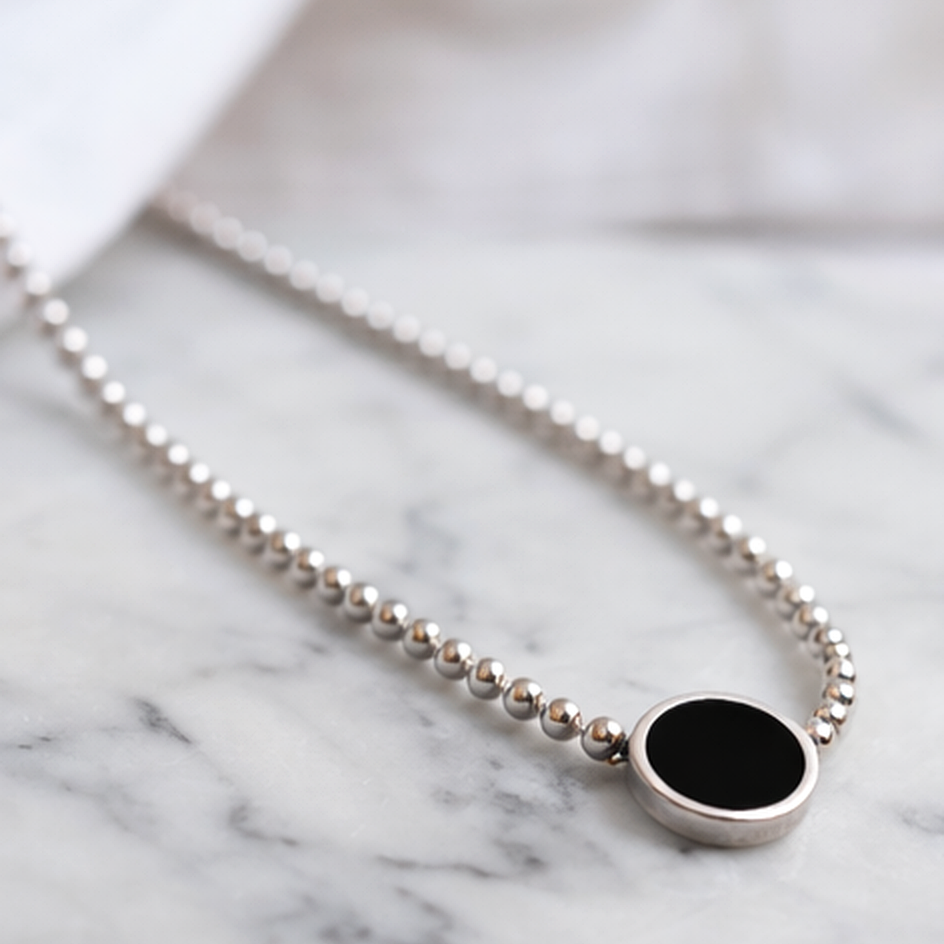 Collar de Plata 925 con medalla de circonita negra y una estrella - Tory