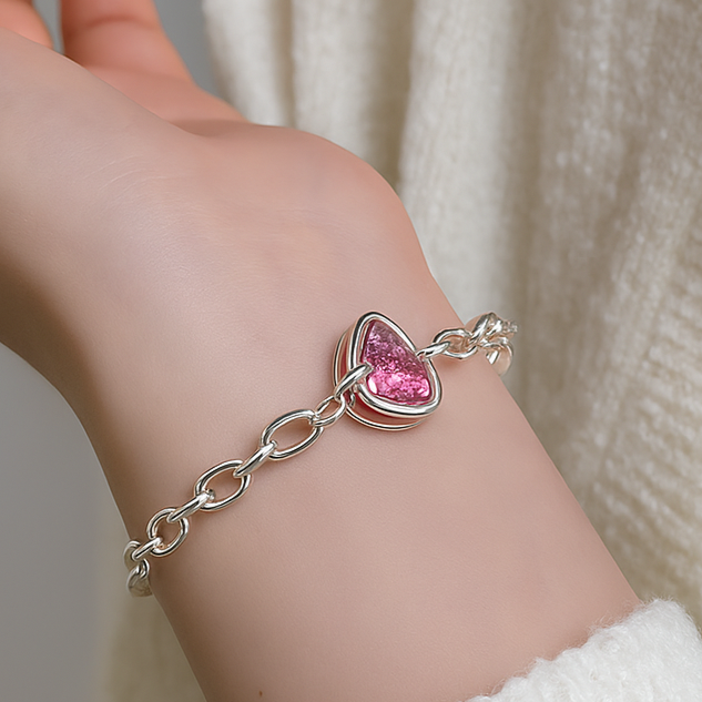 Pulsera de Plata 925 - Pink Heart