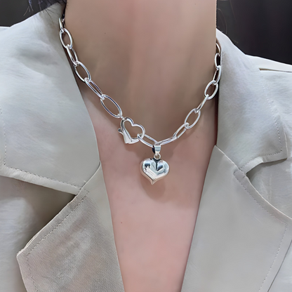 Collar de Plata 925 con colgantes en forma de corazón - Love Strong