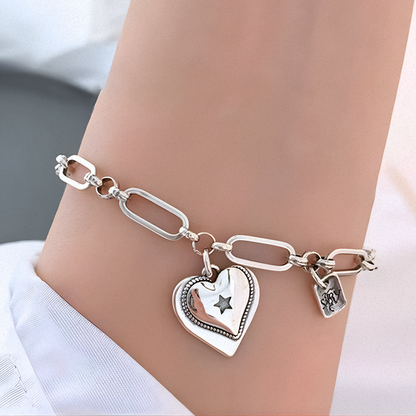Pulsera de Plata 925 con colgante en forma de corazón - Amistad