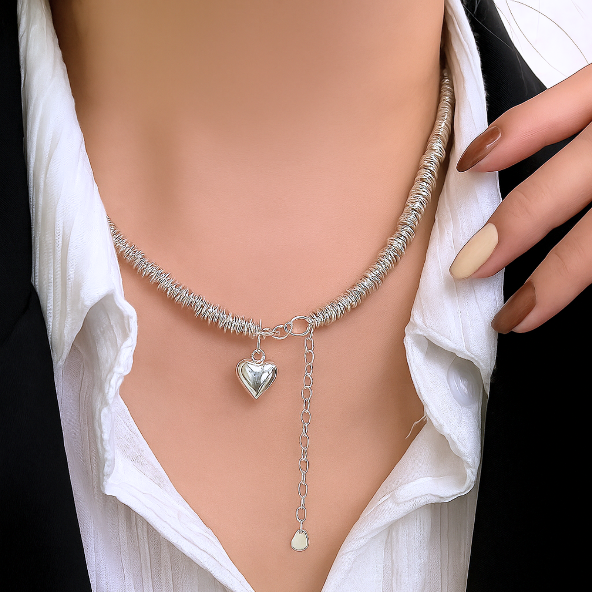 Collar de Plata 925 con colgante en forma de corazón - Alana