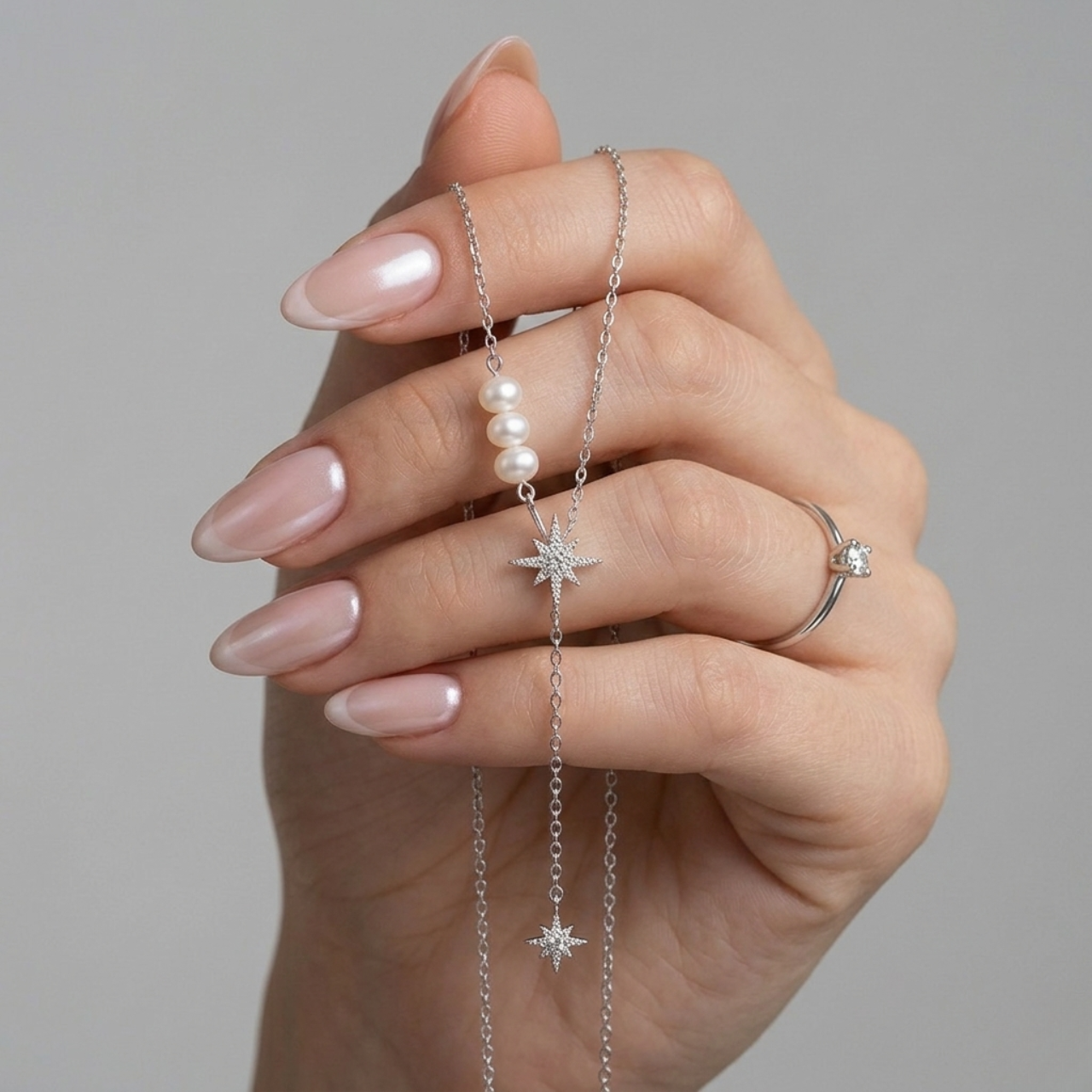 Collar de Plata 925 con perlas y colgante en forma de estrella - Penelope