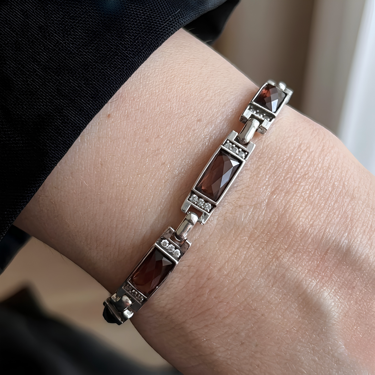Pulsera de Plata 925 con cadena marrón - Tundra