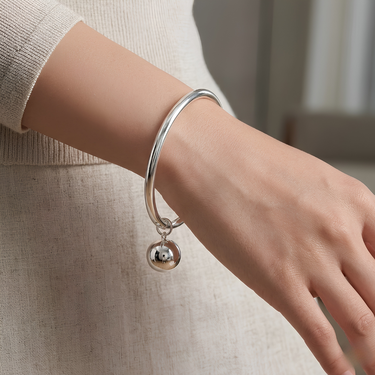 Pulsera de Plata 925 con colgante en forma de esfera - Kayla