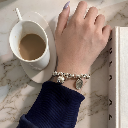 Pulsera de plata 925 con medalla Good luck - Buena suerte