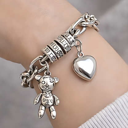 Pulsera de Plata 925 con colgante de oso y un corazón - Gabi
