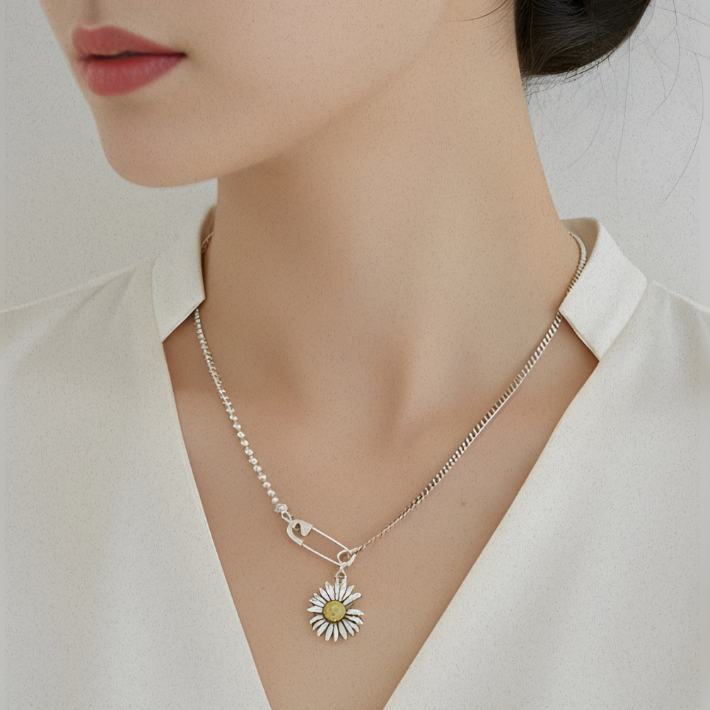 Collar de Plata 925 colgante de margarita - Margarita