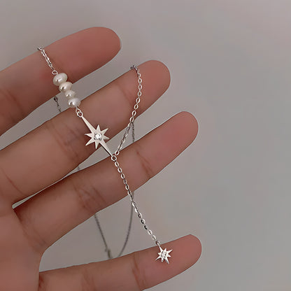 Collar de Plata 925 con perlas y colgante en forma de estrella - Penelope