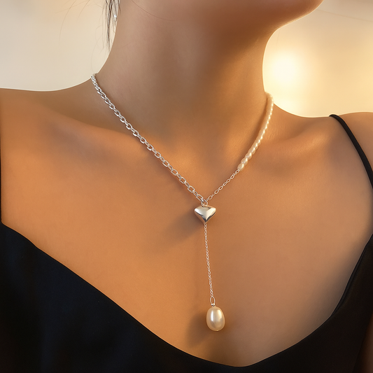 Collar de Plata 925 - Corazón Perla