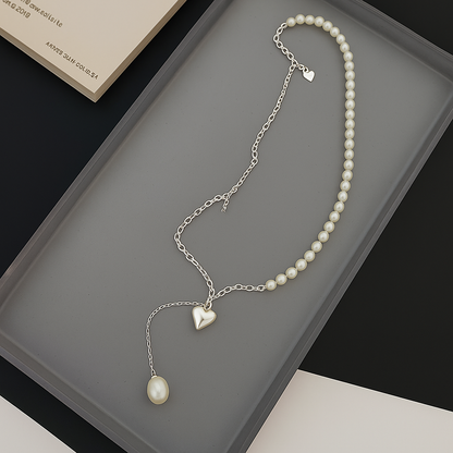 Collar de Plata 925 - Corazón Perla