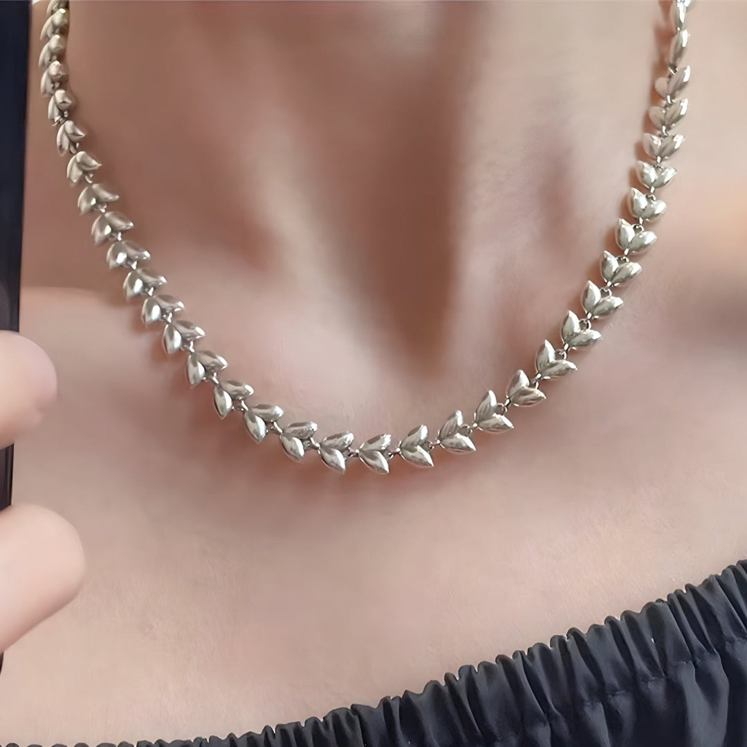 Collar de Plata 925 con cadena de hojas - Follaje