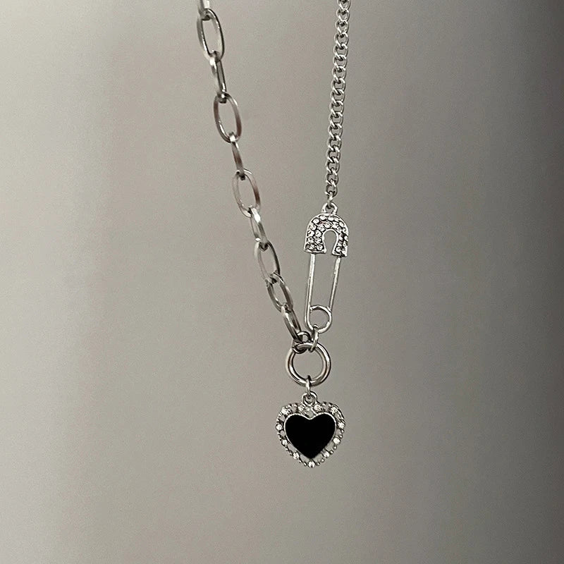 Collar de Plata 925 - Corazón Negro