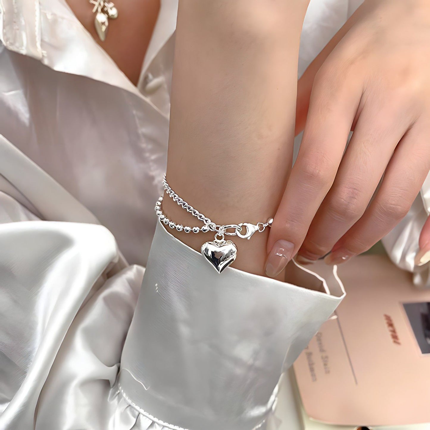 Pulsera de Plata 925 con colgante en forma de corazón - Corazón