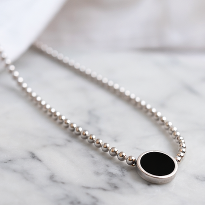 Collar de Plata 925 con medalla de circonita negra y una estrella - Tory