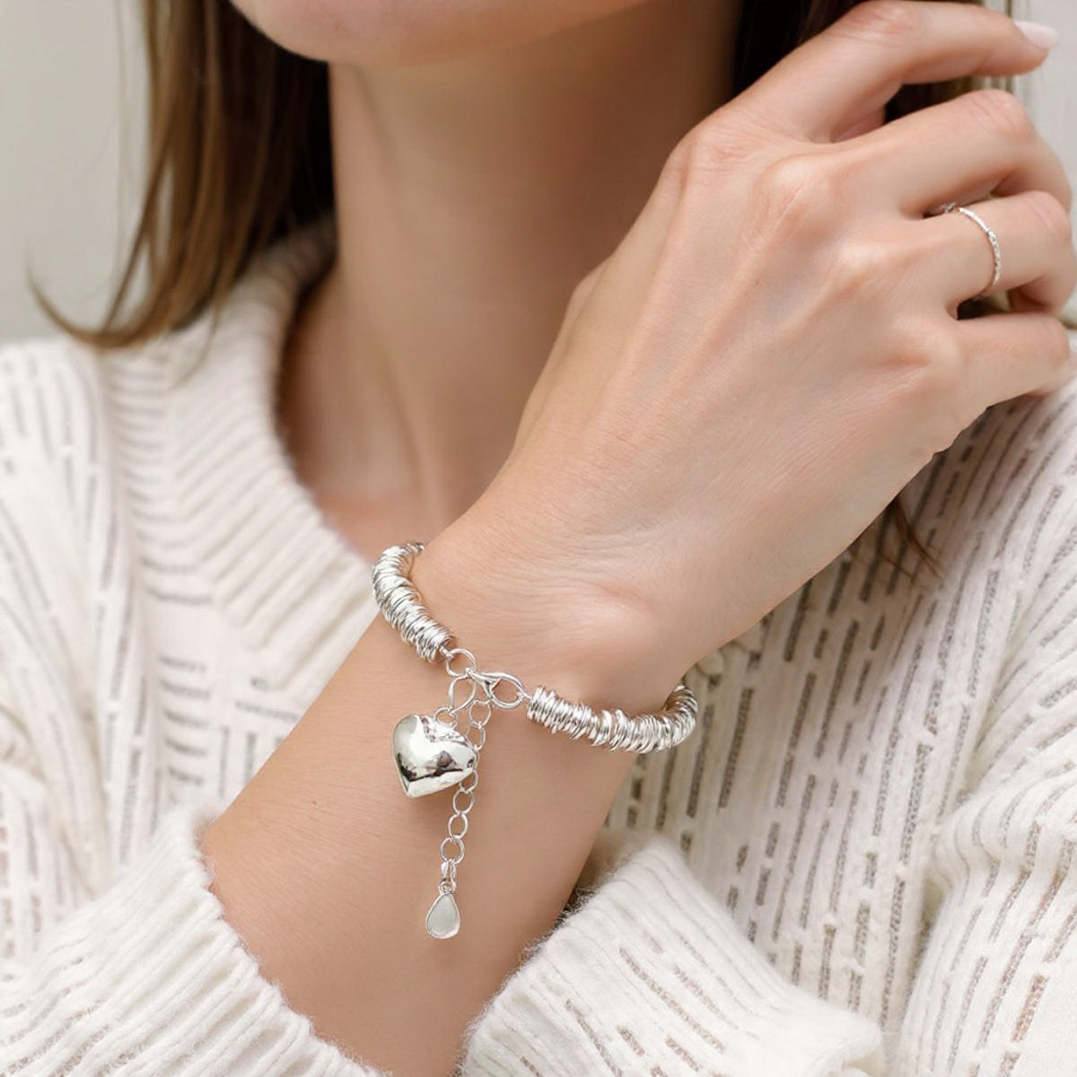 Pulsera de Plata 925 con colgante en forma de corazón - Zaryna