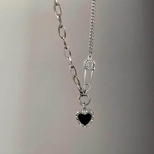 Collar de Plata 925 - Corazón Negro