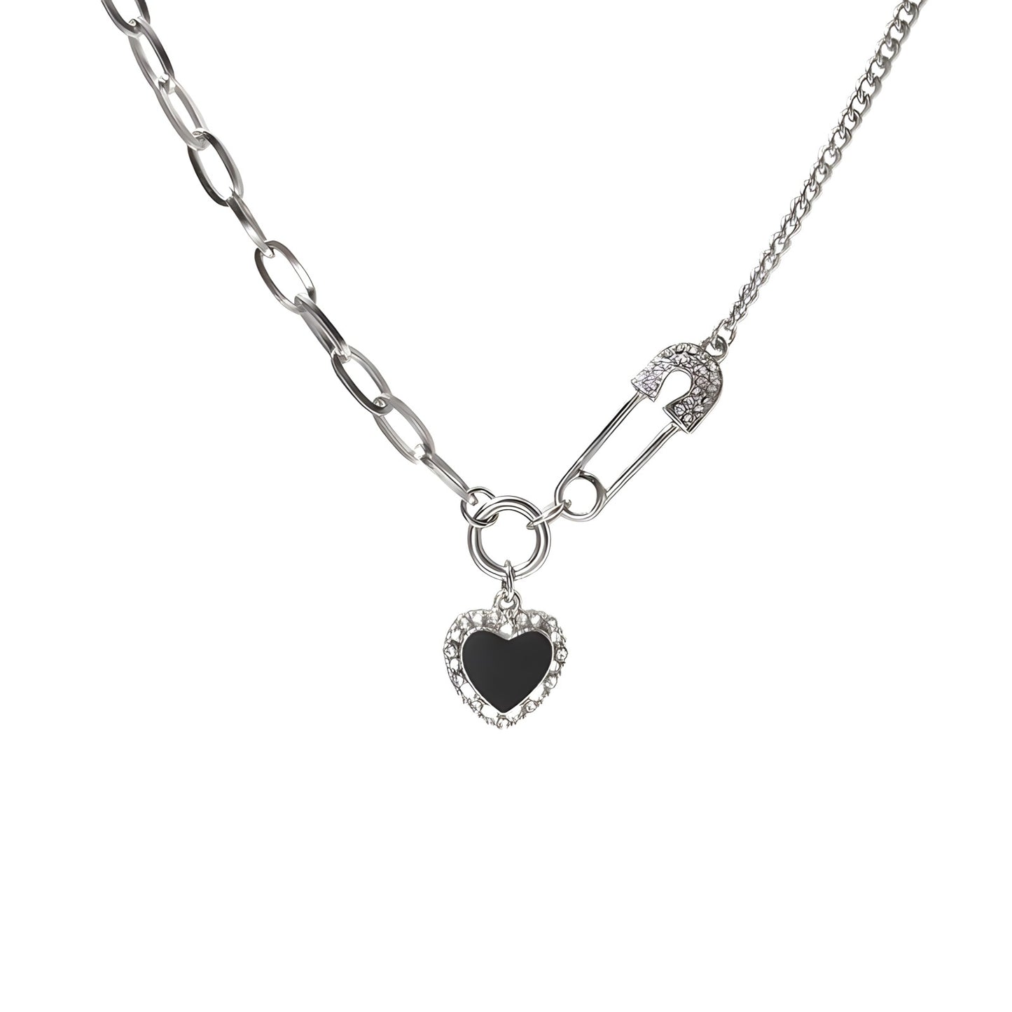 Collar de Plata 925 - Corazón Negro